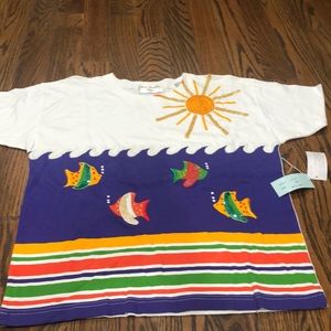 Vintage new Marisa Christina sequins fish/sun top size medium petite